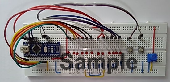 Photograph of the plug-in breadboard after completing Experiment 3.