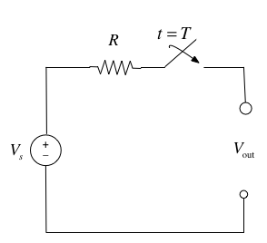 Network with a switch which is closed at t = T.