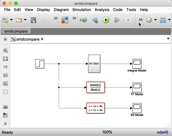 Comparing models in Simulink