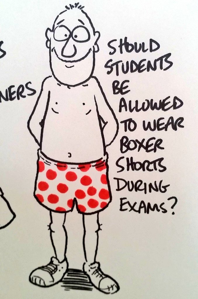 #HEASTEM16 @DrLancaster Should students be allowed to wear boxer shorts during exams? YOU decide... https://t.co/IuoZGH86rk