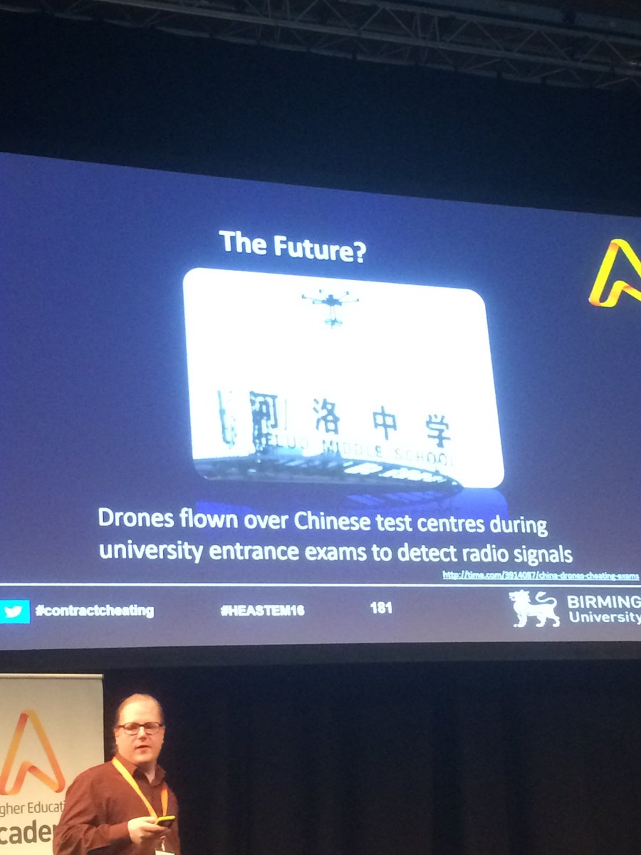Use of drones and robots as deterrents to exam cheating #HEASTEM16 @DrLancaster https://t.co/Tasget3qOP