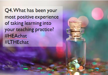Q4. What has been your most positive experience of taking learning into your teaching practice? #HEAchat #LTHEchat https://t.co/oHMNgmBDPG