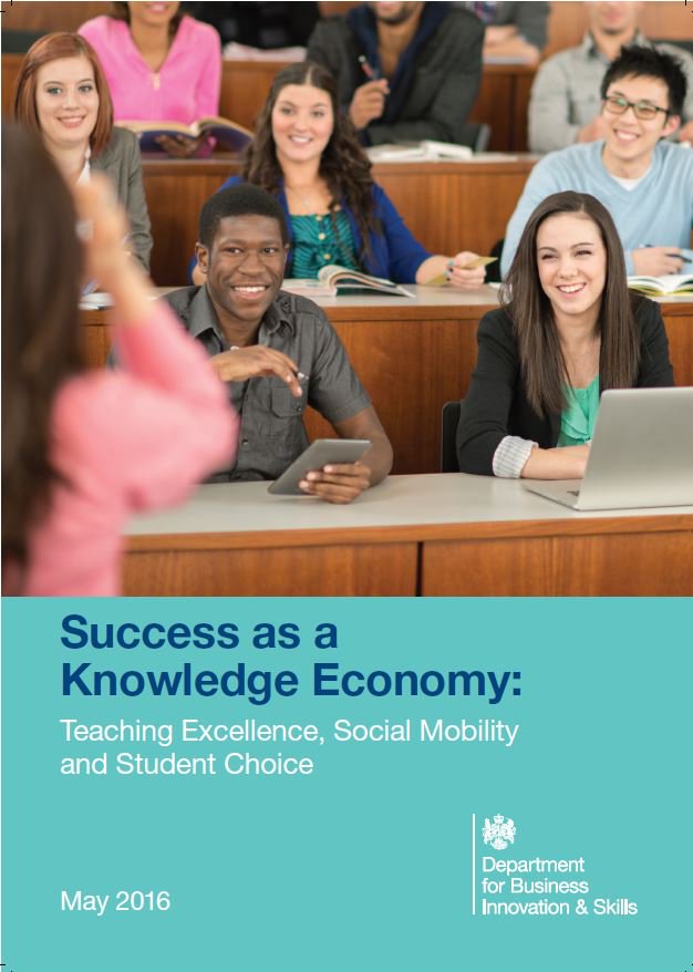 Front cover. Success as a Knowledge Economy: Teaching Excellence, Social Mobility & Student Choice #HEWhitePaper https://t.co/lZNEaj7y0x