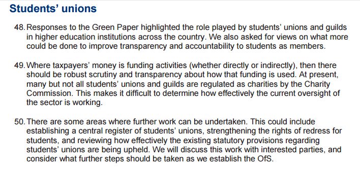 Completely vague stuff about SUs in #HEWhitePaper - looks like there will be some legislation at some point though https://t.co/b7YmQprYNT