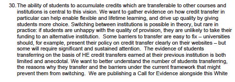 Transferable credit between institutions (p.53) #HEWhitePaper https://t.co/zXUqFsT05F