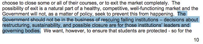 #HEWhitePaper encourages competition, but reminds existing institutions that no university is too big to fail. https://t.co/IgSpBxxoZA