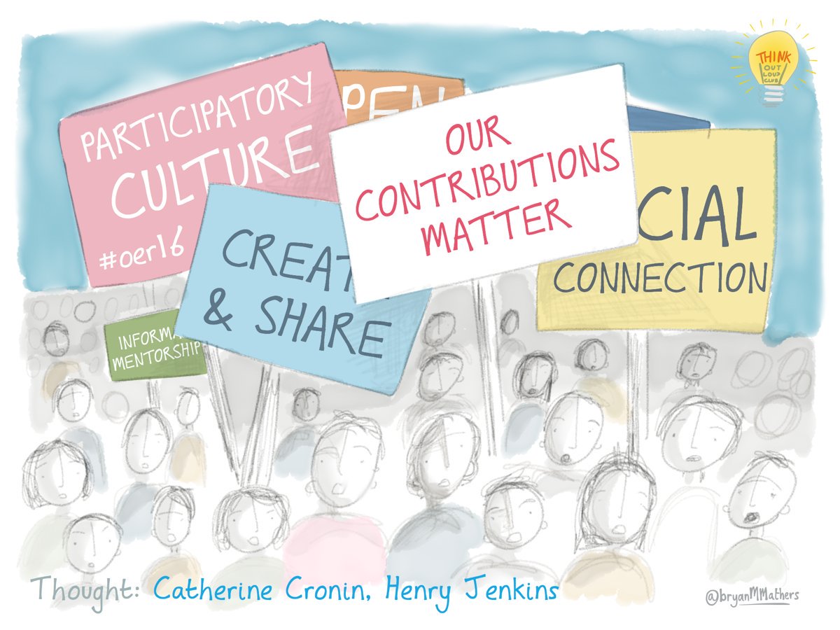 A Participatory Culture...
A visual thought by @catherinecronin at #oer16 
#edchat cc @MarenDeepwell https://t.co/q4871CViG3