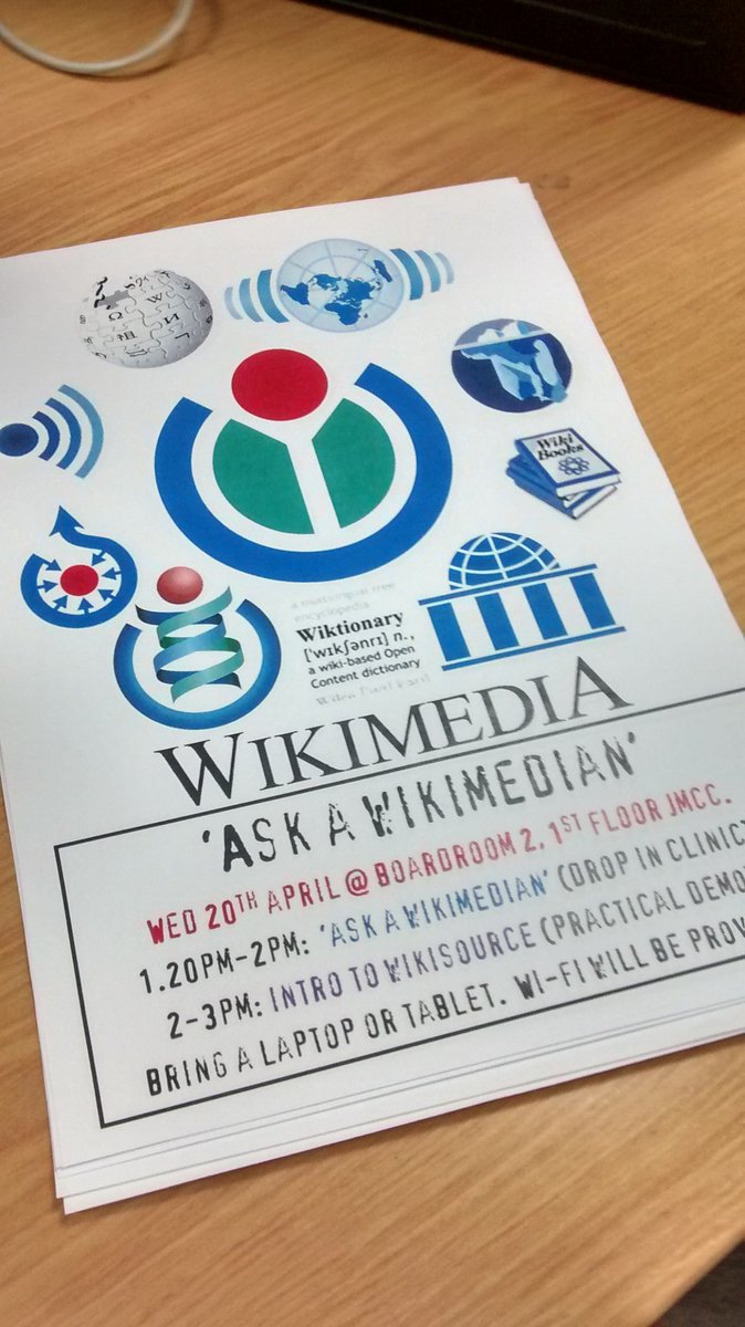 More #Wikimedia related shenanigans tomorrow @OERConf Inc. 'Ask a Wikimedian' and a demo of 'Wikisource' #oer16 https://t.co/rHK74AVECc