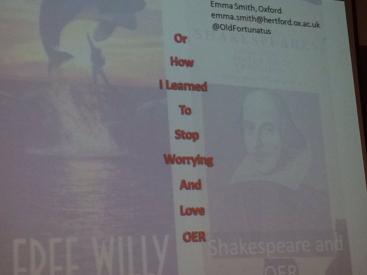 #OER16 "Free Willy - or how I learned to stop worrying and love OER" @OldFortunatus https://t.co/Sg4mWK4ToD