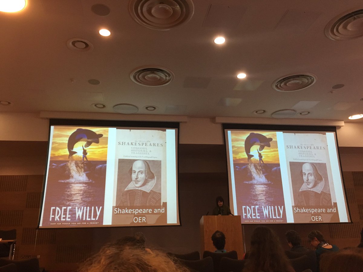 Love the title of the next keynote 'Free Willy and Shakespeare and OER' #oer16 https://t.co/oHkfuTCWFY