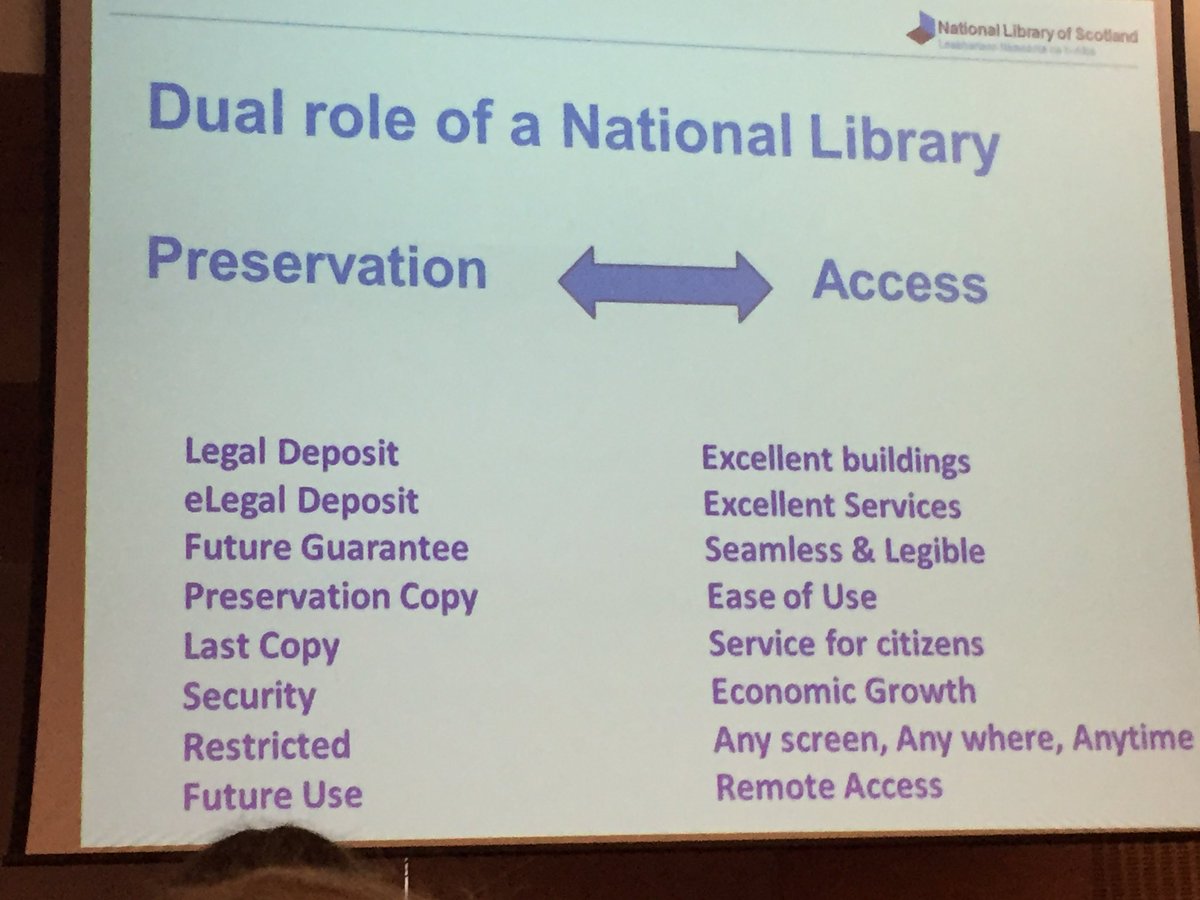 Scotland National Library Dual role of a national library preservation and  acces - @kosson do you relate? #OER16 https://t.co/wzSe3PJkES
