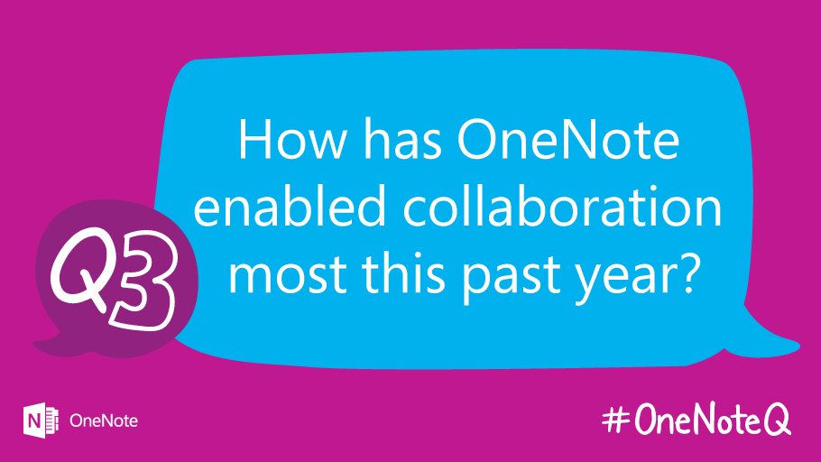 Q3: How has #OneNote enabled collaboration most this past year? 
#OneNoteQ #BestOf2016 https://t.co/YUvHgrk21X #edchat #edtech