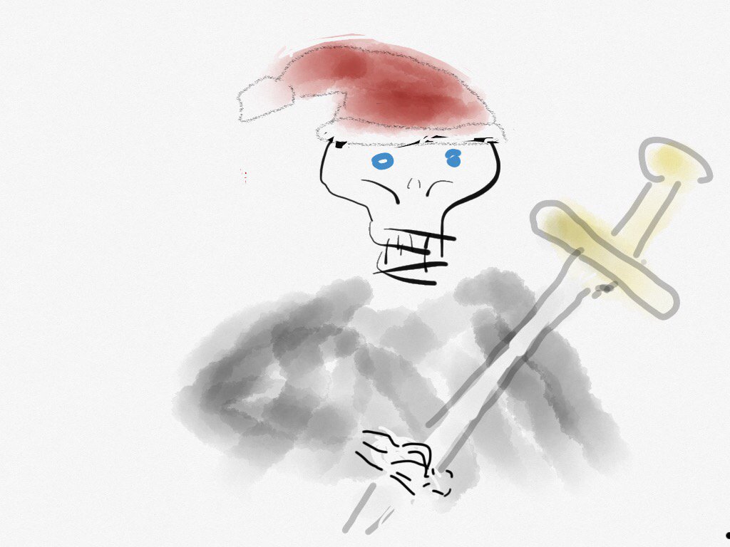 'IT'S A SWORD' said the Hogfather, 'IT'S NOT MEANT TO BE SAFE!' #RUL12AoC  #sketches https://t.co/nZvxlIDKb2