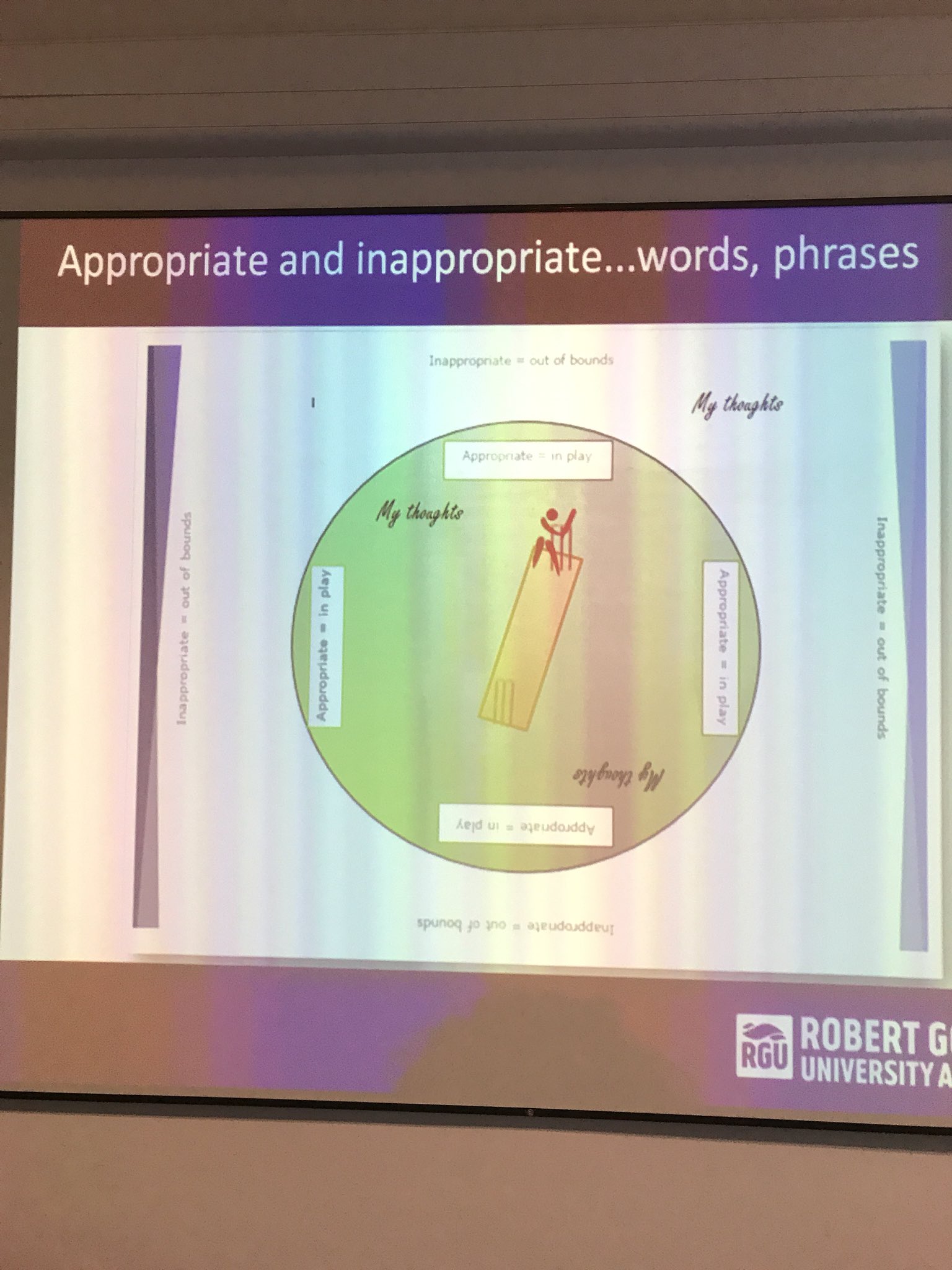 Love the analogy of cricket boundaries for what’s appropriate and not appropriate in use of social media by health care professional #SocMedHE17 @alyjbrown https://t.co/Z55EleQr6D