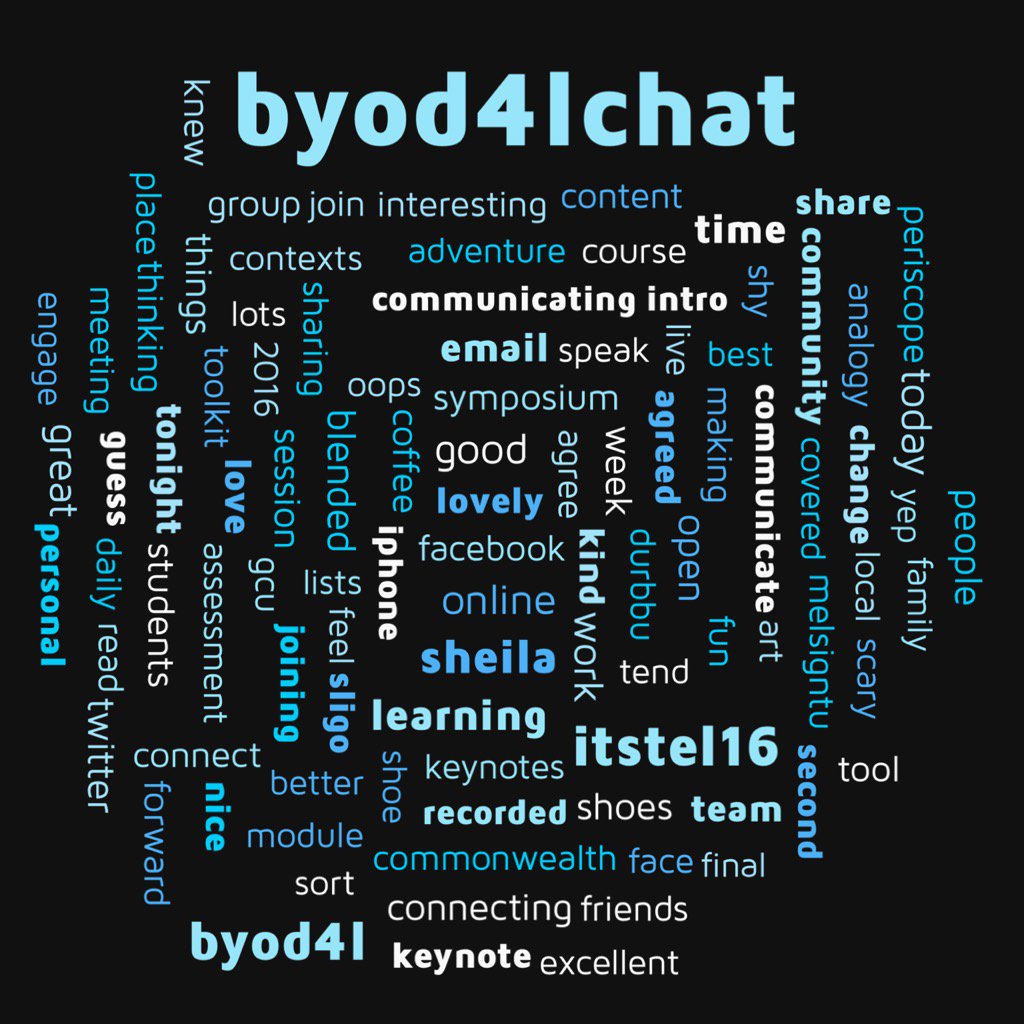 My response to tweet challenge for #BYOD4Lchat tonight - top words in my tweet stream this week https://t.co/Y4QU5Rc9NR